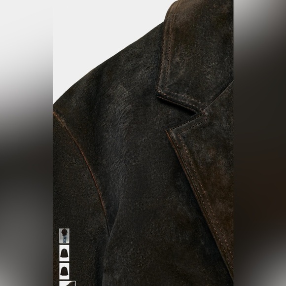 NWT Zara 100% Leather Dark Brown Suede Jacket - Picture 3 of 7